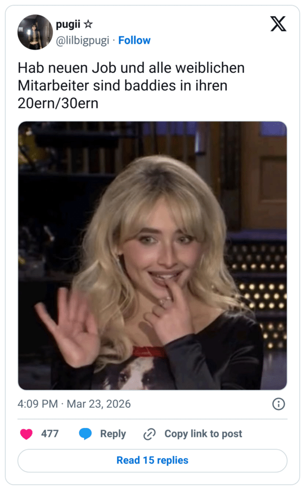 Hab neuen Job und alle weiblichen Mitarbeiter sind baddies in ihren 20ern/30ern