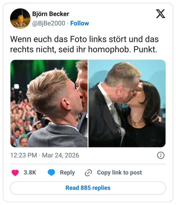 Wenn euch das Foto links stört und das rechts nicht, seid ihr homophob. Punkt.