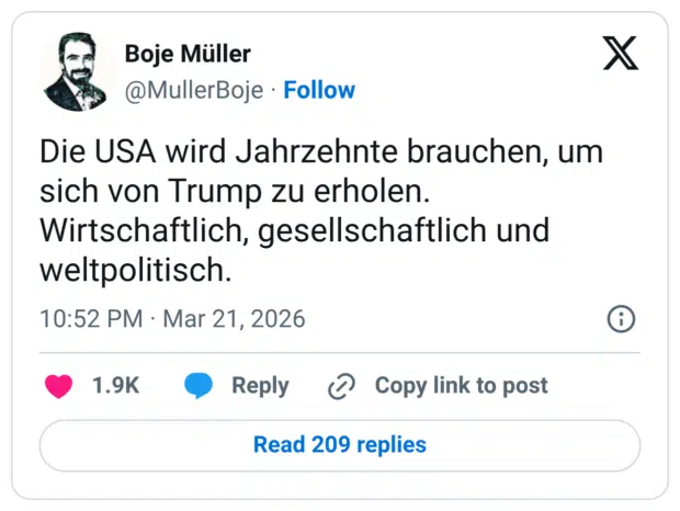 Die USA wird Jahrzehnte brauchen, um sich von Trump zu erholen. Wirtschaftlich, gesellschaftlich und weltpolitisch.