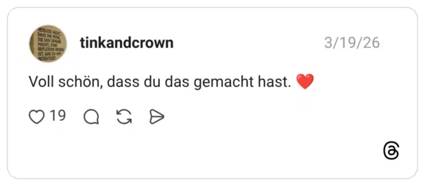 Voll schön, dass du das gemacht hast.
