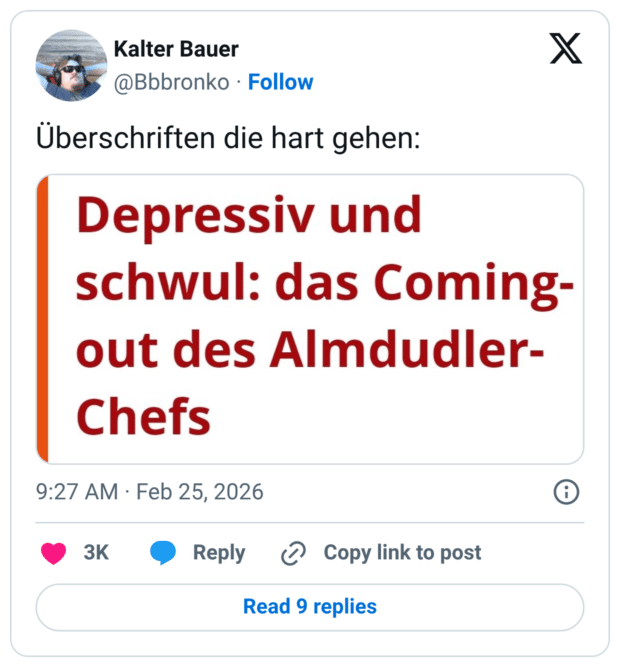 Überschriften die hart gehen: