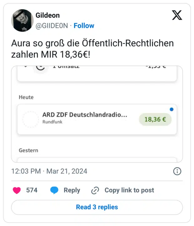 Aura so groß die Öffentlich-Rechtlichen zahlen MIR 18,36€!