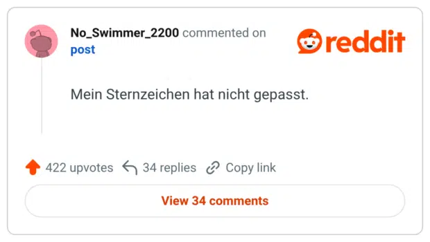 Mein Sternzeichen hat nicht gepasst.