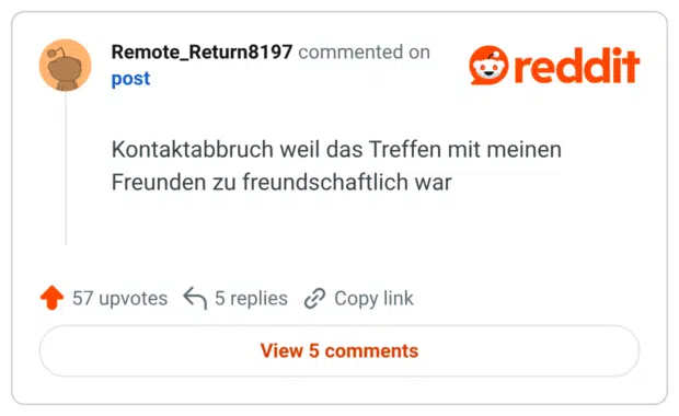 Kontaktabbruch weil das Treffen mit meinen Freunden zu freundschaftlich war