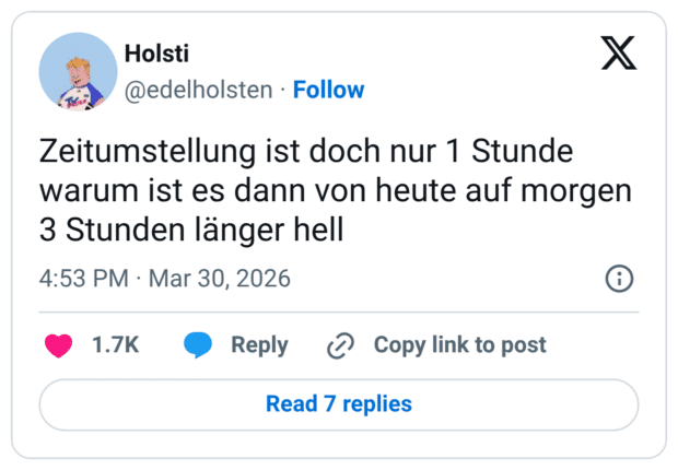 Zeitumstellung ist doch nur 1 Stunde warum ist es dann von heute auf morgen 3 Stunden länger hell