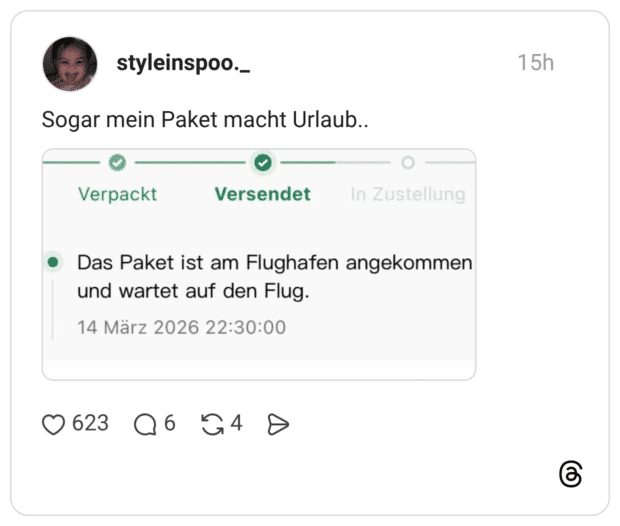 Sogar mein Paket macht Urlaub..
