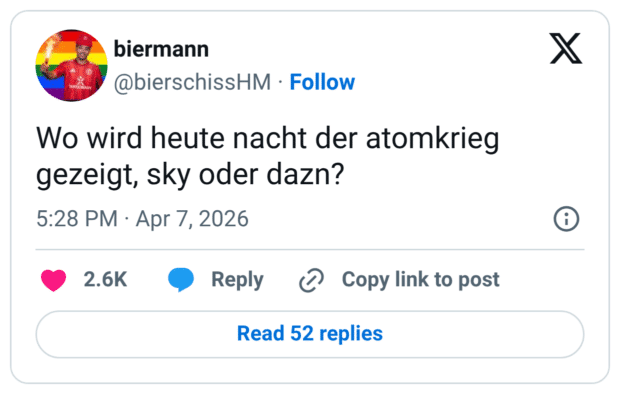 Wo wird heute nacht der atomkrieg gezeigt, sky oder dazn?