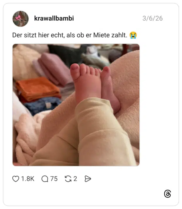 Der sitzt hier echt, als ob er Miete zahlt.