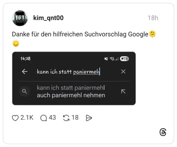 Danke für den hilfreichen Suchvorschlag Google🫠🙂‍↕️