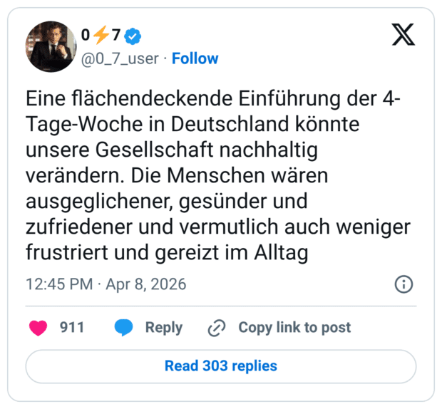 Eine flächendeckende Einführung der 4-Tage-Woche in Deutschland könnte unsere Gesellschaft nachhaltig verändern. Die Menschen wären ausgeglichener, gesünder und zufriedener und vermutlich auch weniger frustriert und gereizt im Alltag