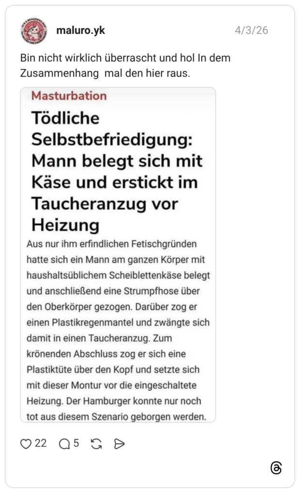 Bin nicht wirklich überrascht und hol In dem Zusammenhang mal den hier raus.