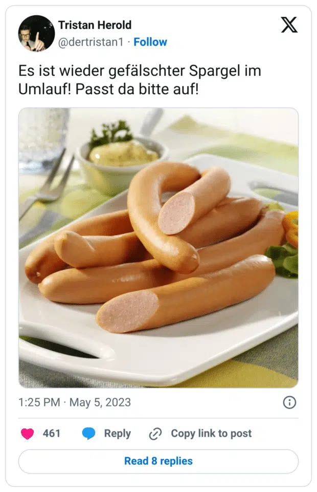Es ist wieder gefälschter Spargel im Umlauf! Passt da bitte auf!