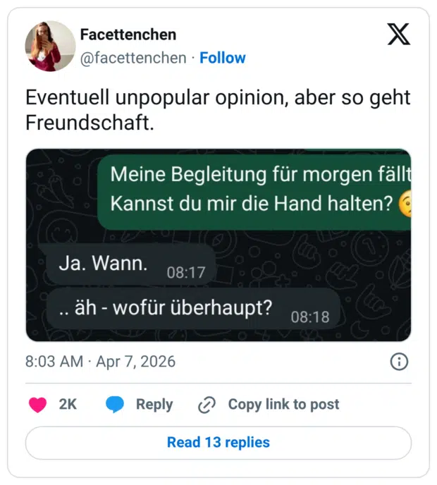 Eventuell unpopular opinion, aber so geht Freundschaft.