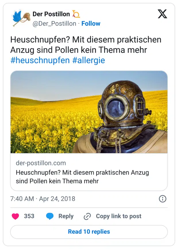 Heuschnupfen? Mit diesem praktischen Anzug sind Pollen kein Thema mehr #heuschnupfen #allergie