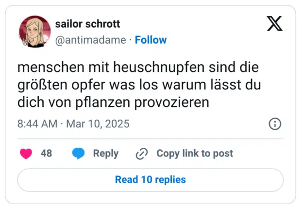 menschen mit heuschnupfen sind die größten opfer was los warum lässt du dich von pflanzen provozieren