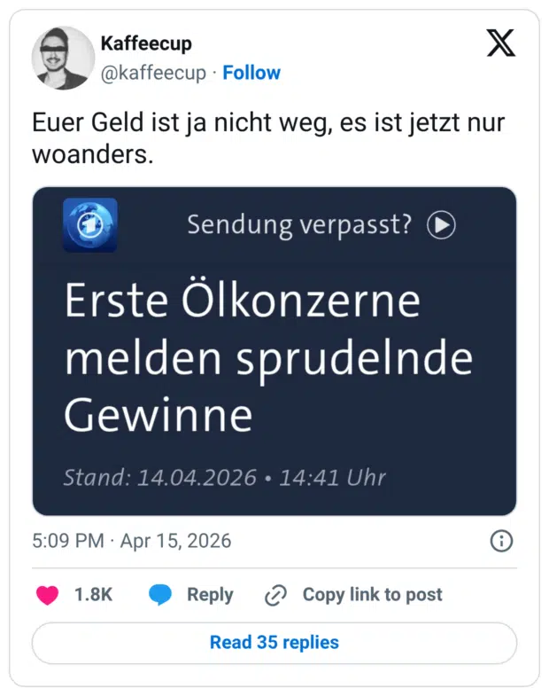 Euer Geld ist ja nicht weg, es ist jetzt nur woanders.