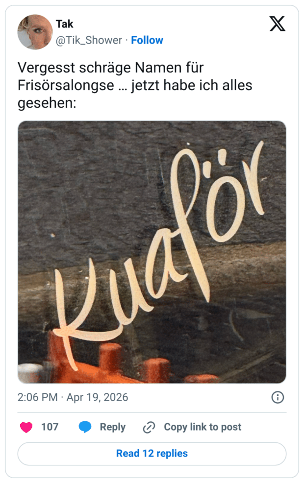 Vergesst schräge Namen für Frisörsalongse … jetzt habe ich alles gesehen: