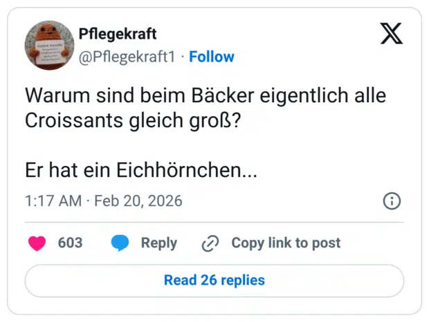 Warum sind beim Bäcker eigentlich alle Croissants gleich groß? Er hat ein Eichhörnchen...