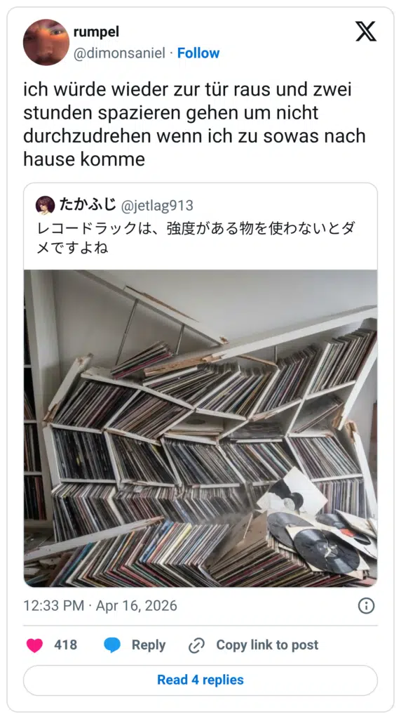 ch würde wieder zur tür raus und zwei stunden spazieren gehen um nicht durchzudrehen wenn ich zu sowas nach hause komme