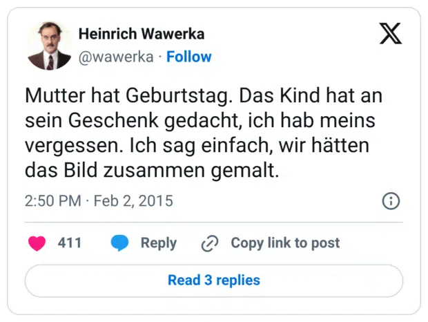 Mutter hat Geburtstag. Das Kind hat an sein Geschenk gedacht, ich hab meins vergessen. Ich sag einfach, wir hätten das Bild zusammen gemalt.