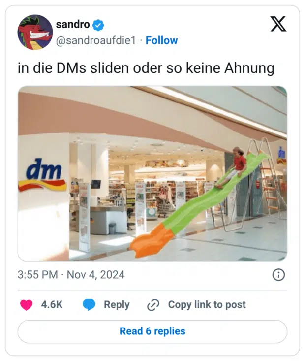 in die DMs sliden oder so keine Ahnung