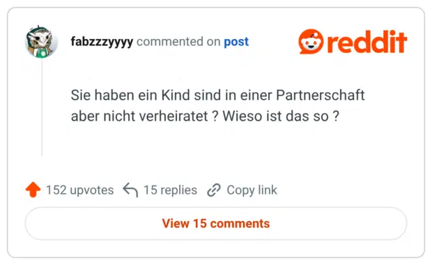 Sie haben ein Kind sind in einer Partnerschaft aber nicht verheiratet ? Wieso ist das so ?