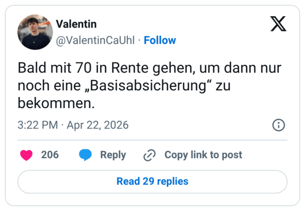 Bald mit 70 in Rente gehen, um dann nur noch eine „Basisabsicherung" zu bekommen