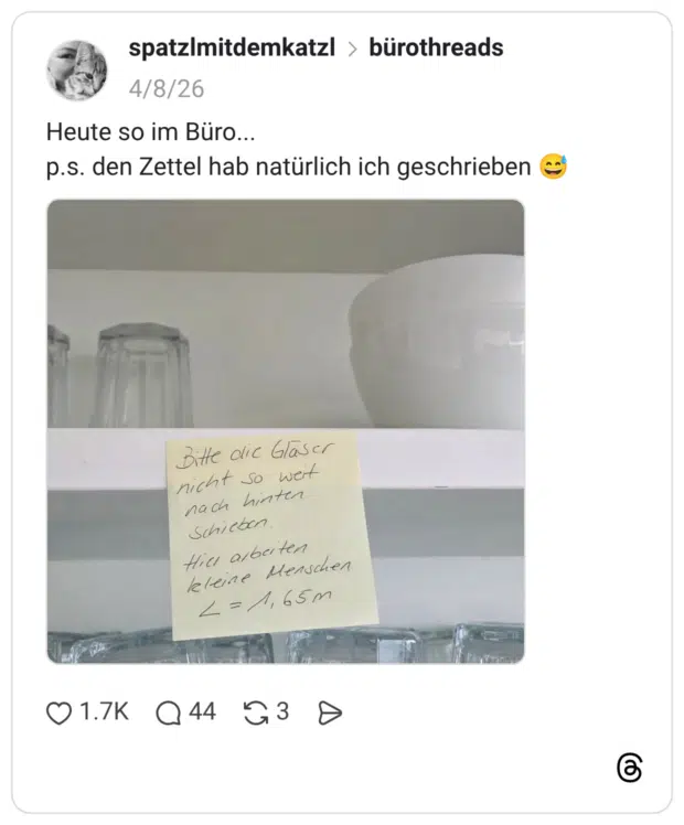eute so im Büro... p.s. den Zettel hab natürlich ich geschrieben 😅
