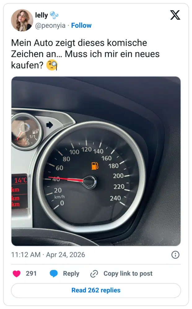 Mein Auto zeigt dieses komische Zeichen an… Muss ich mir ein neues kaufen? 🧐