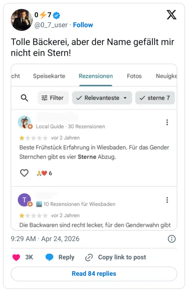 Tolle Bäckerei, aber der Name gefällt mir nicht ein Stern!