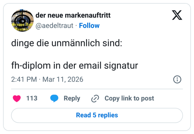 dinge die unmännlich sind: fh-diplom in der email signatur