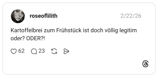 Kartoffelbrei zum Frühstück ist doch völlig legitim oder? ODER?!