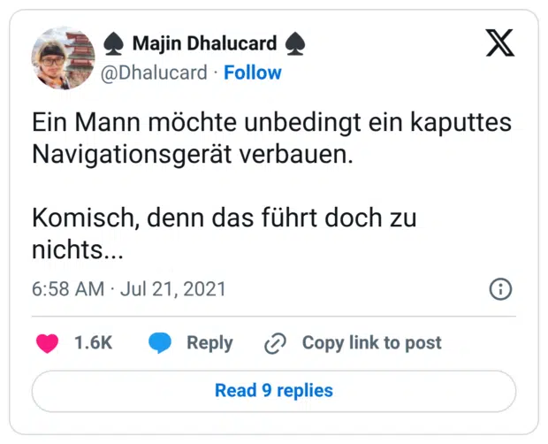 Ein Mann möchte unbedingt ein kaputtes Navigationsgerät verbauen. Komisch, denn das führt doch zu nichts..