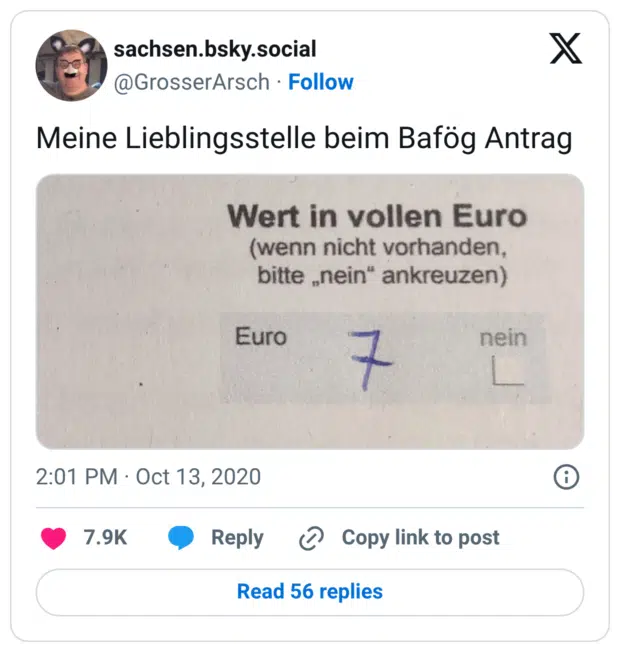 Meine Lieblingsstelle beim Bafög Antrag