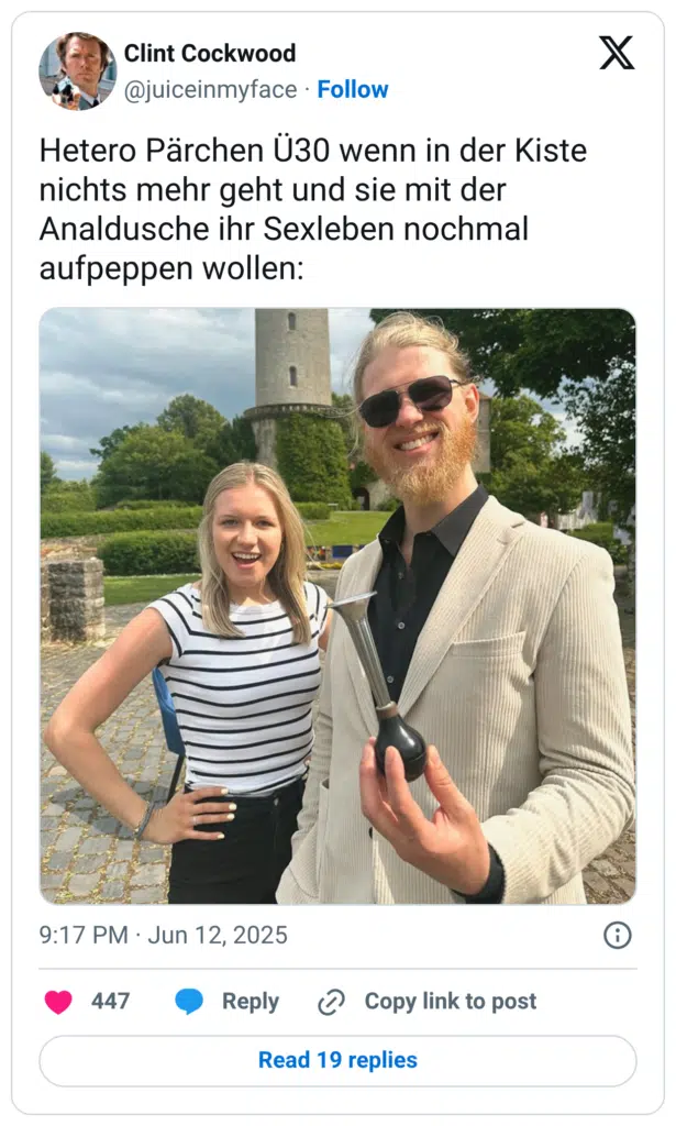 Hetero Pärchen Ü30 wenn in der Kiste nichts mehr geht und sie mit der Analdusche ihr Sexleben nochmal aufpeppen wollen: