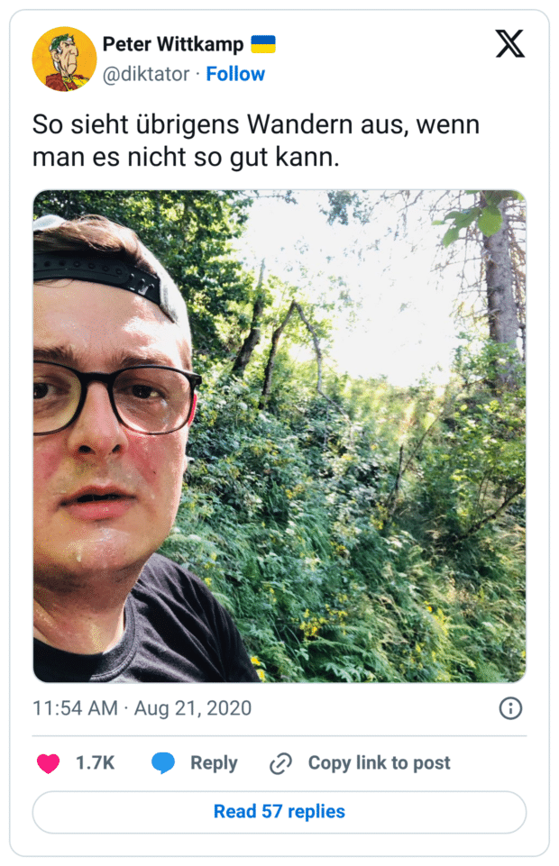 So sieht übrigens Wandern aus, wenn man es nicht so gut kann.