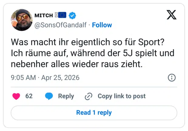 Was macht ihr eigentlich so für Sport? Ich räume auf, während der 5J spielt und nebenher alles wieder raus zieht