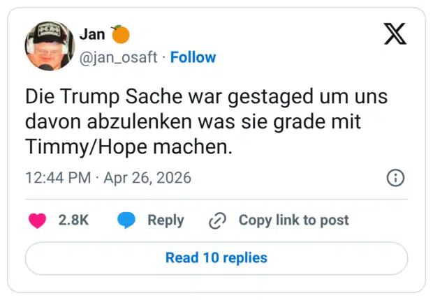 Die Trump Sache war gestaged um uns davon abzulenken was sie grade mit Timmy/Hope machen.