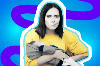 Frau mit Baby auf dem Arm