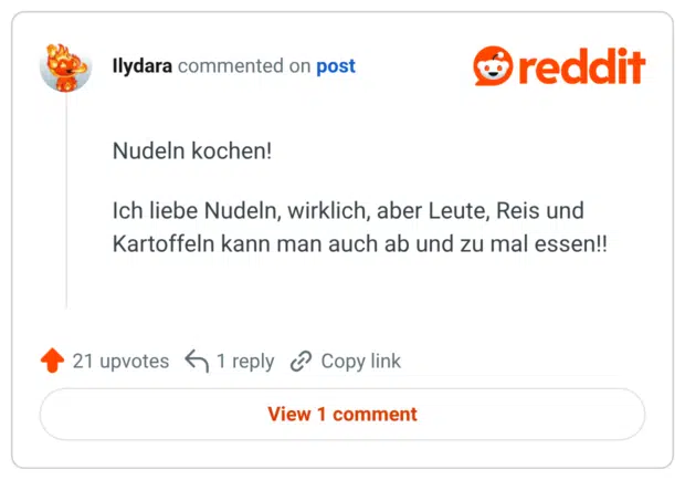 Nudeln kochen! Ich liebe Nudeln, wirklich, aber Leute, Reis und Kartoffeln kann man auch ab und zu mal essen!!