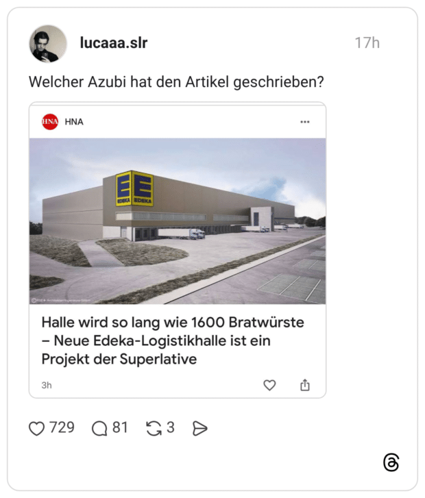Welcher Azubi hat den Artikel geschrieben?