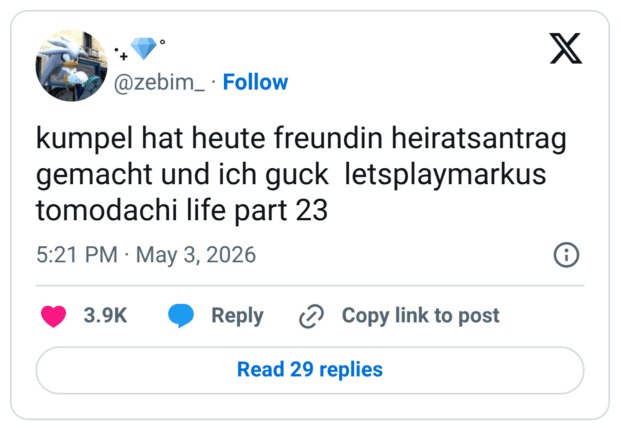 kumpel hat heute freundin heiratsantrag gemacht und ich guck letsplaymarkus tomodachi life part 23