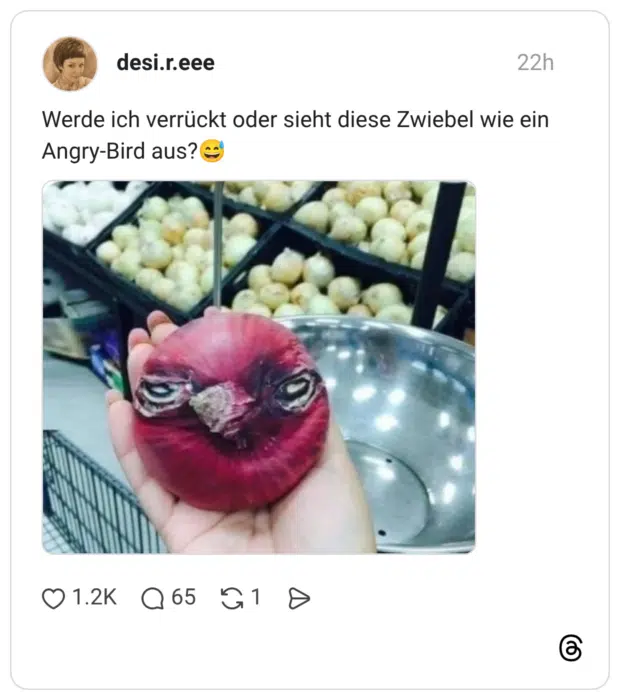 Werde ich verrückt oder sieht diese Zwiebel wie ein Angry-Bird aus?