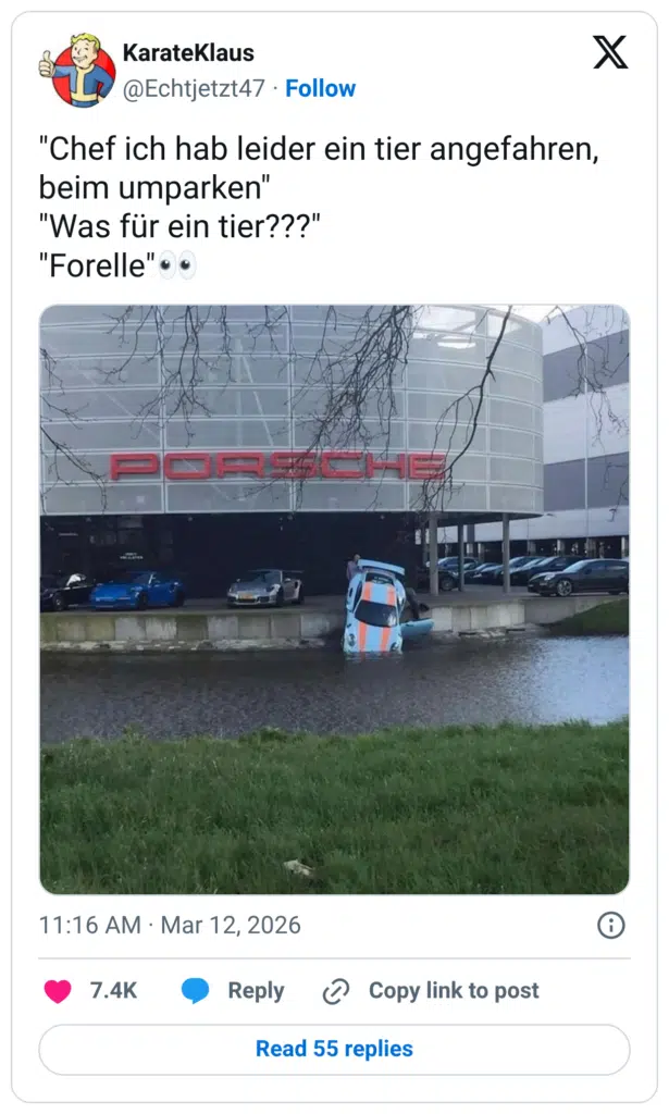 "Chef ich hab leider ein tier angefahren, beim umparken" "Was für ein tier???" "Forelle"👀
