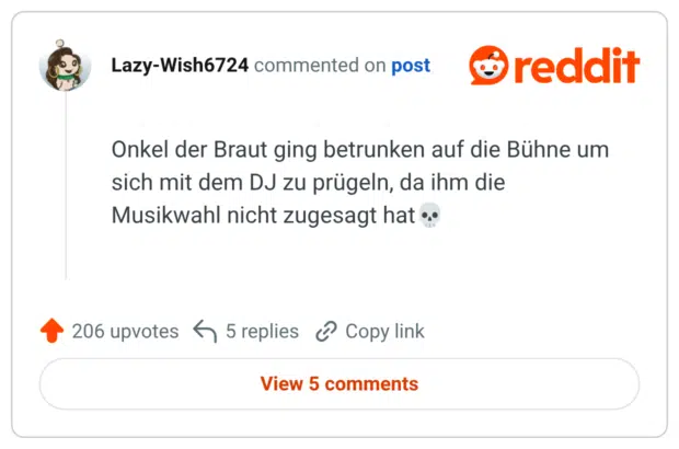 Onkel der Braut ging betrunken auf die Bühne um sich mit dem DJ zu prügeln, da ihm die Musikwahl nicht zugesagt hat •.