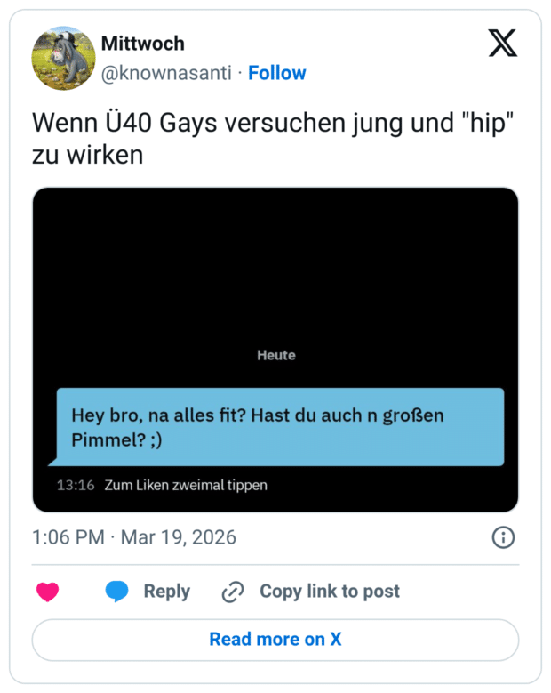 Wenn Ü40 Gays versuchen jung und "hip" zu wirken