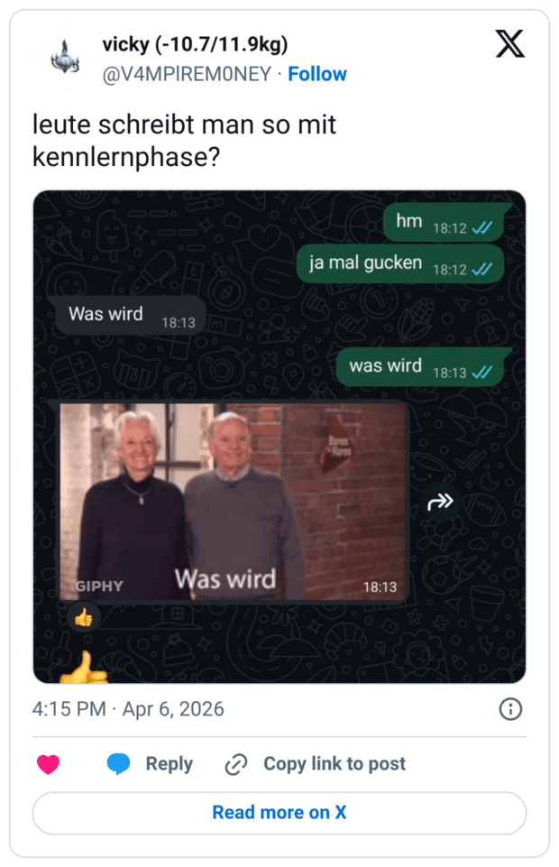 leute schreibt man so mit kennlernphase?