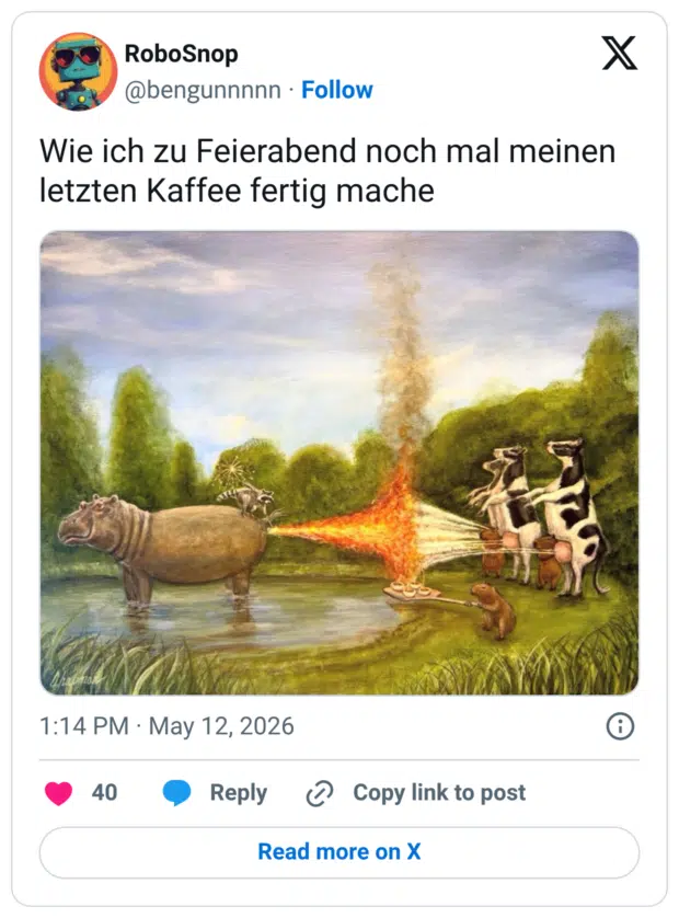 Wie ich zu Feierabend noch mal meinen letzten Kaffee fertig mache