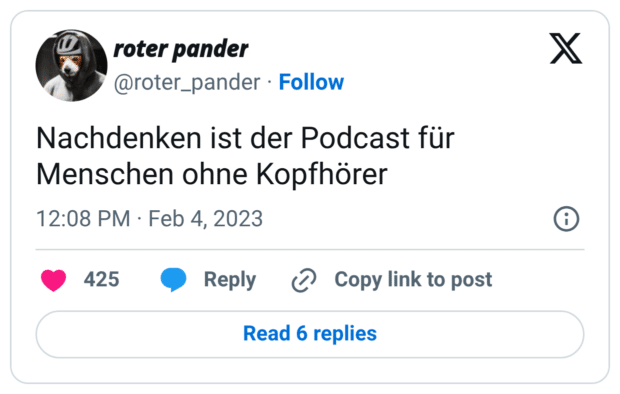 Nachdenken ist der Podcast für Menschen ohne Kopfhörer