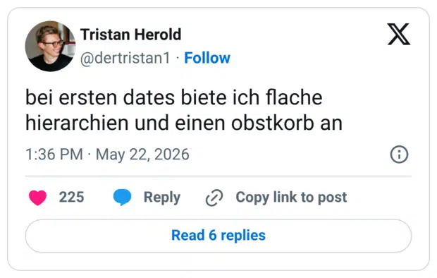 bei ersten dates biete ich flache hierarchien und einen obstkorb an